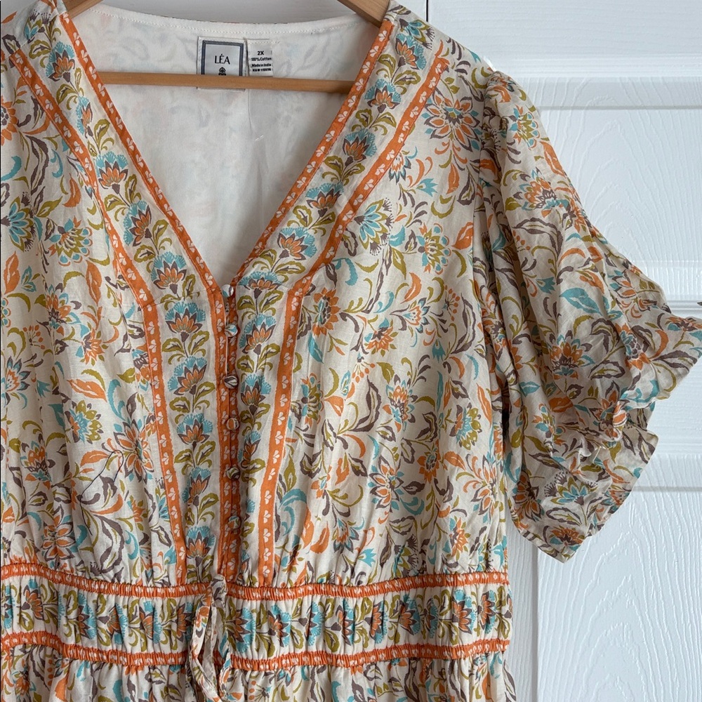 LÉA Floral Puff Sleeve Midi Maxi Dress